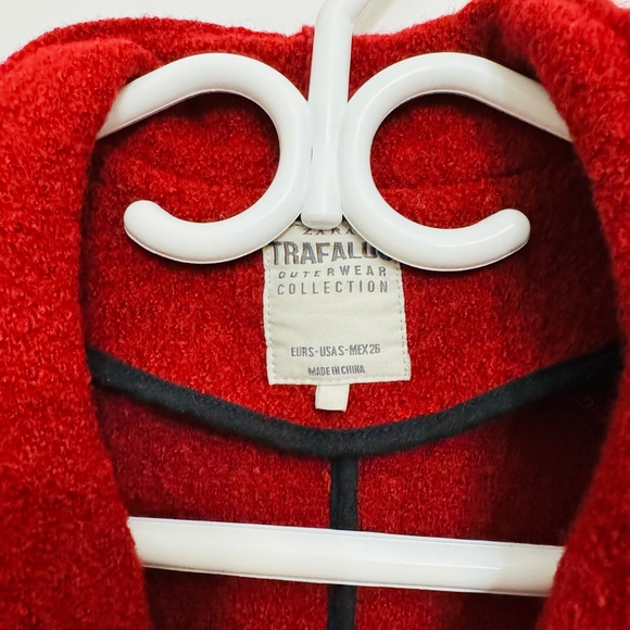 ZARA Christmas Red Wool Coat, Size S - Picture 4 of 8